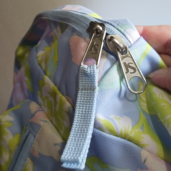 JanSport Cross Town backpack Floral Periwinkle Blue Pre-owned - Picture 5 of 8